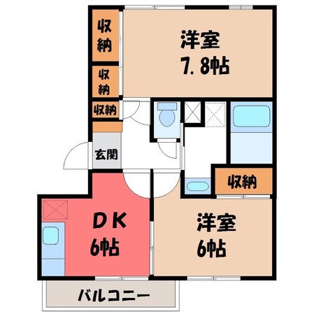 宇都宮駅 徒歩34分 1階の物件間取画像